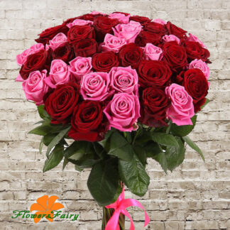 Букет из 51 розы (розовый+красный)