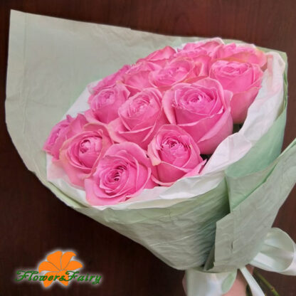 Конверт 15 розовых роз в Курске
